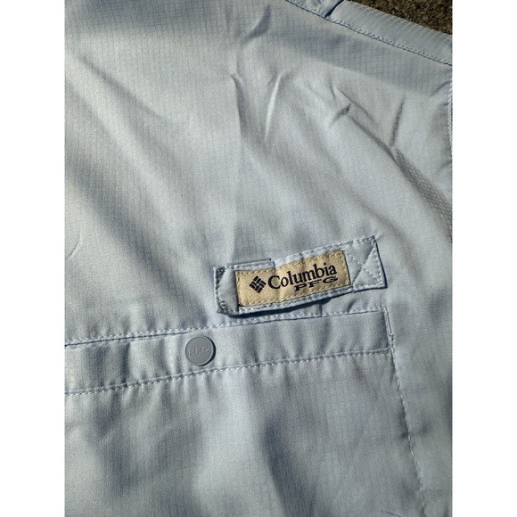 Columbia PFG Omni Shade Vented Fishing Shirt Light Blue Men's XL Button Down - Picture 5 of 12